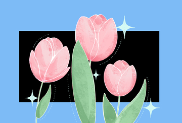 插画风格粉色郁金香艺术图片