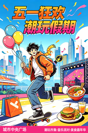 五一狂欢潮玩假期海报