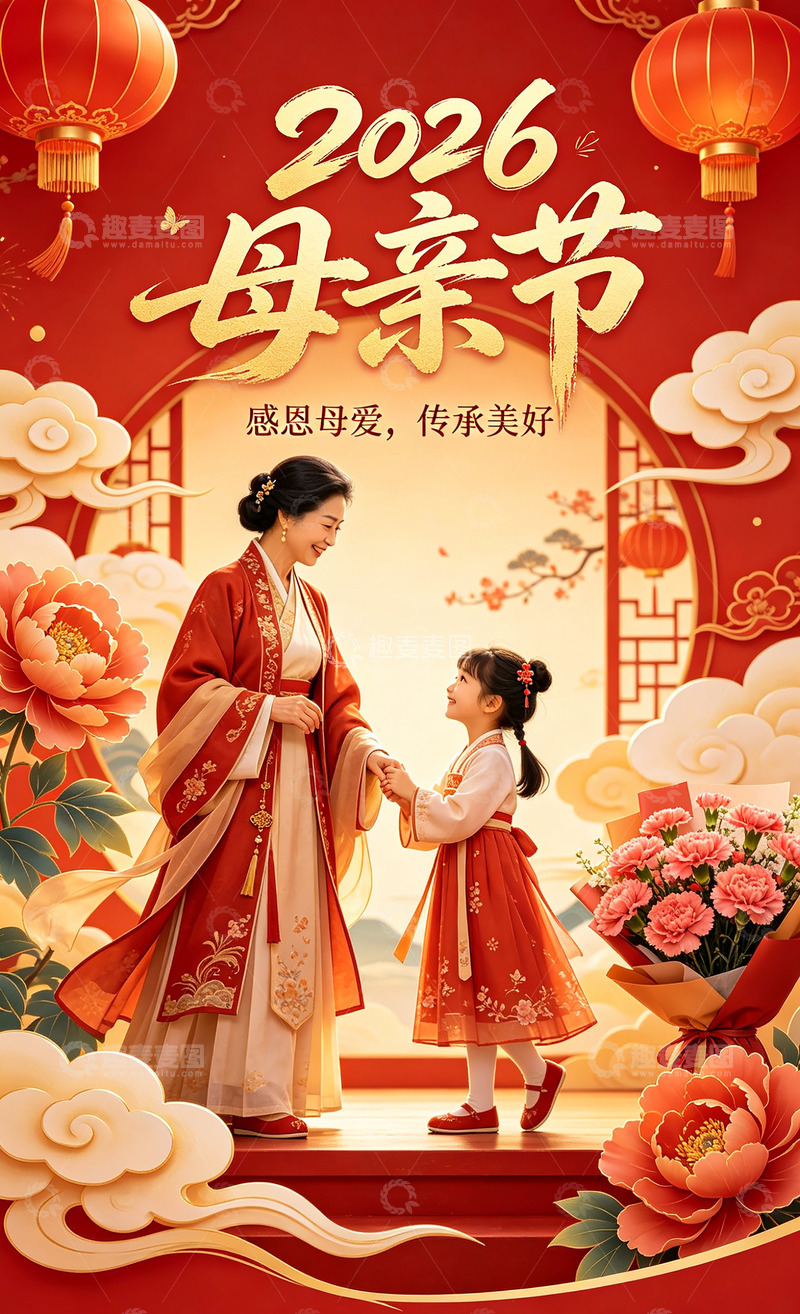 高清大图下载【趣麦麦图】2026年母亲节宣传海报