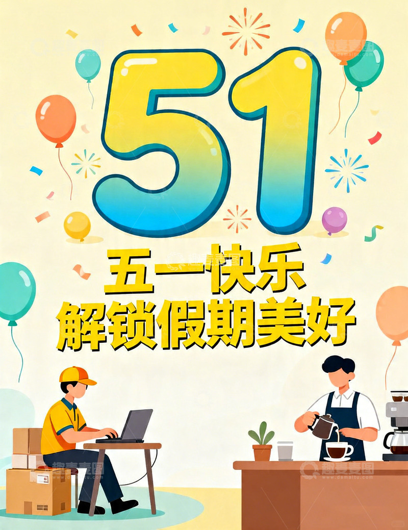 高清大图下载【趣麦麦图】五一劳动节庆祝海报设计素材