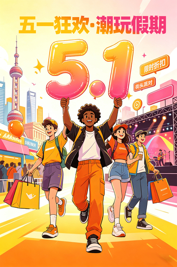 五一狂欢潮玩假期海报设计