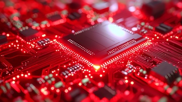 红色电路板电子科技特写