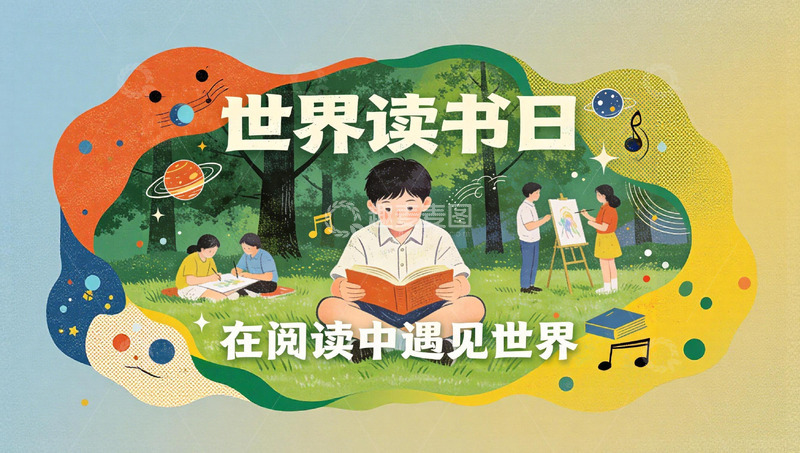 高清大图下载【趣麦麦图】-读书日儿童阅读插画设计素材