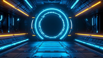 科幻未来感太空舱内部场景