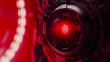 科幻红色机械装置特写