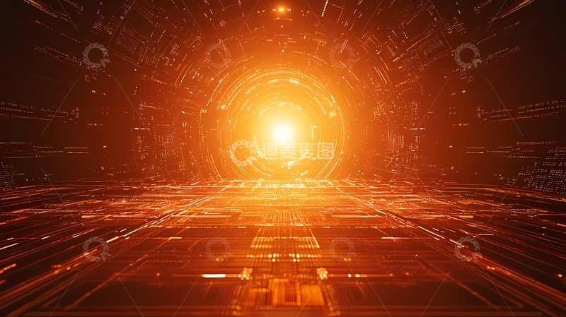 高清大图下载【趣麦麦图】科幻光效隧道数字背景