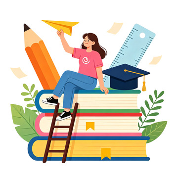 扁平化学习主题插画素材免扣