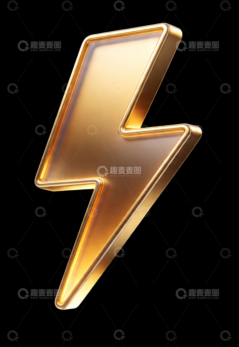 源文件下载【趣麦麦图】3d轻拟物风格图标闪电符号2