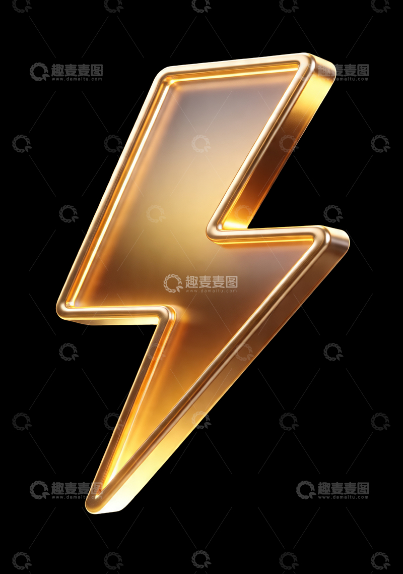 源文件下载【趣麦麦图】3d轻拟物风格图标闪电符号3