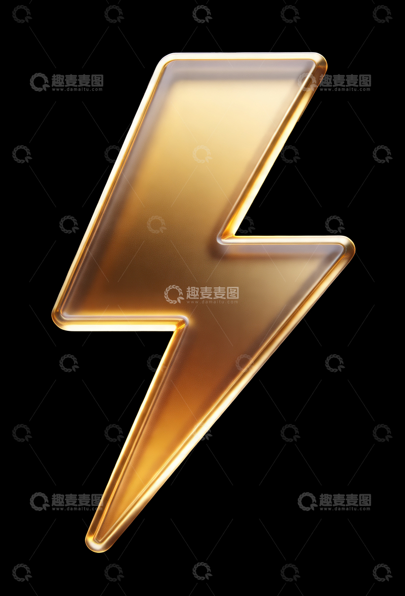 源文件下载【趣麦麦图】3d轻拟物风格图标闪电符号1