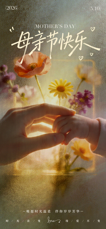 温馨母亲节花卉祝福海报