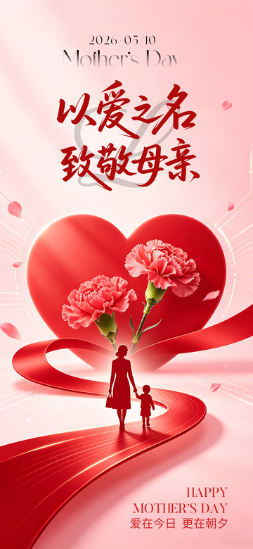 爱心母亲节祝福海报设计素材