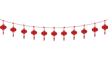 红色灯笼流苏悬挂艺术