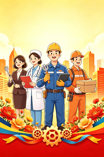 卡通风职业人物宣传海报设计素材