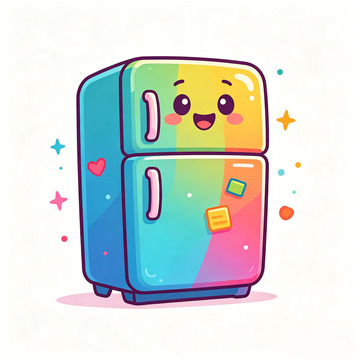 卡通彩虹冰箱插画素材