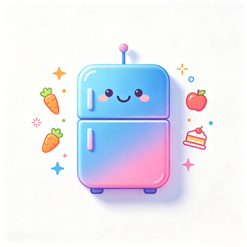 卡通冰箱美食主题插画