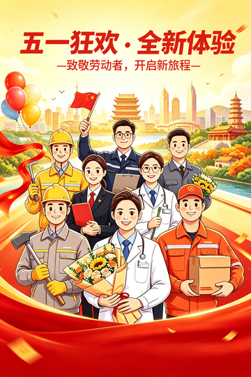 卡通风五一劳动节庆祝海报设计素材1