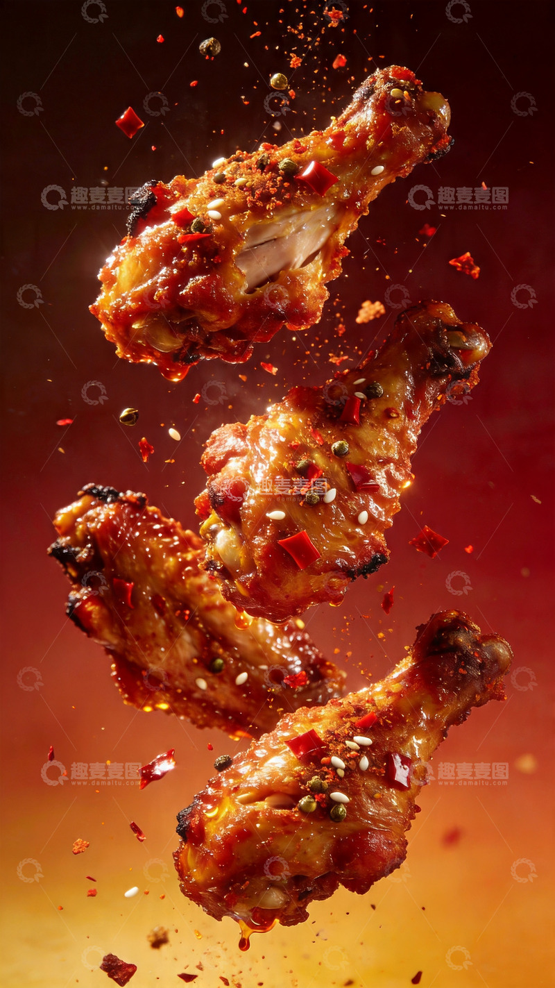 高清大图下载【趣麦麦图】-商业级视频广告大片辣烤鸡翅2