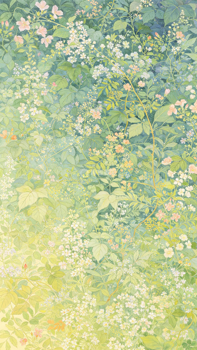高清大图下载【趣麦麦图】插画风格植物花园壁纸