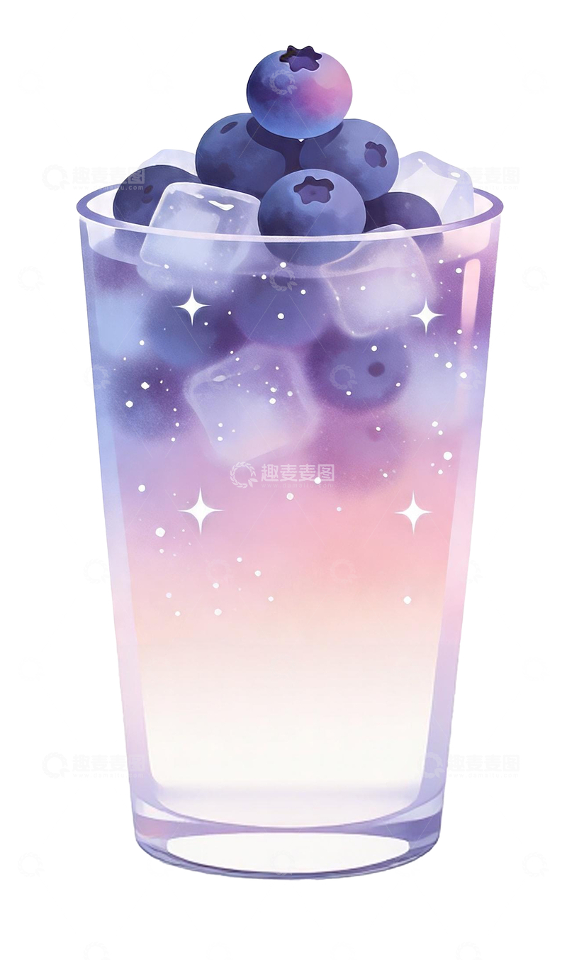 源文件下载【趣麦麦图】-梦幻风格插画蓝莓冰饮料3