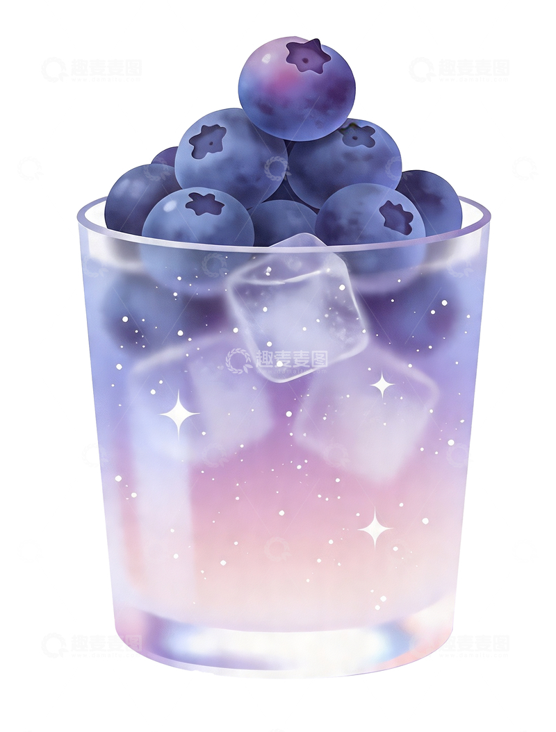 源文件下载【趣麦麦图】-梦幻风格插画蓝莓冰饮料4