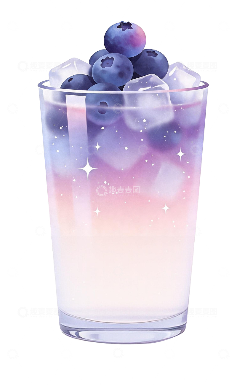 源文件下载【趣麦麦图】-梦幻风格插画蓝莓冰饮料1