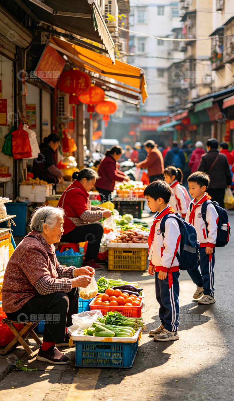 高清大图下载【趣麦麦图】老街菜市生活场景写真