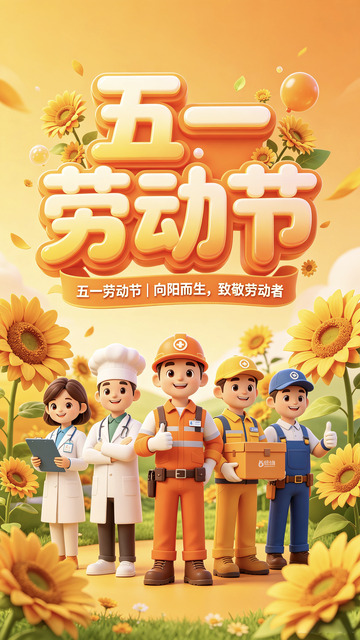 卡通五一劳动节 庆祝海报设计