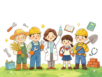 卡通职业人物插画设计素材