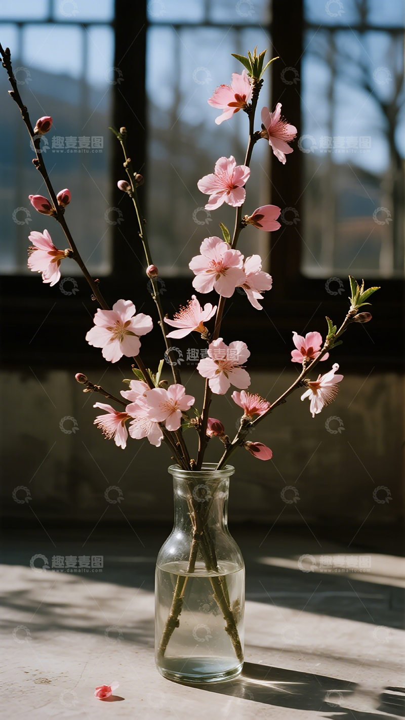 高清大图下载【趣麦麦图】春日桃花花瓶摄影