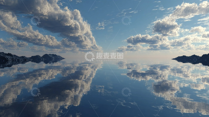 高清大图下载【趣麦麦图】天空之镜：云影水天交融