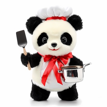 可爱熊猫厨师毛绒玩具玩偶