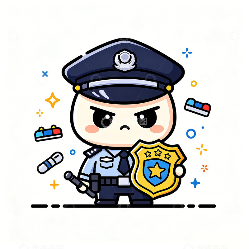 高清大图下载【趣麦麦图】卡通警察形象插画设计元素