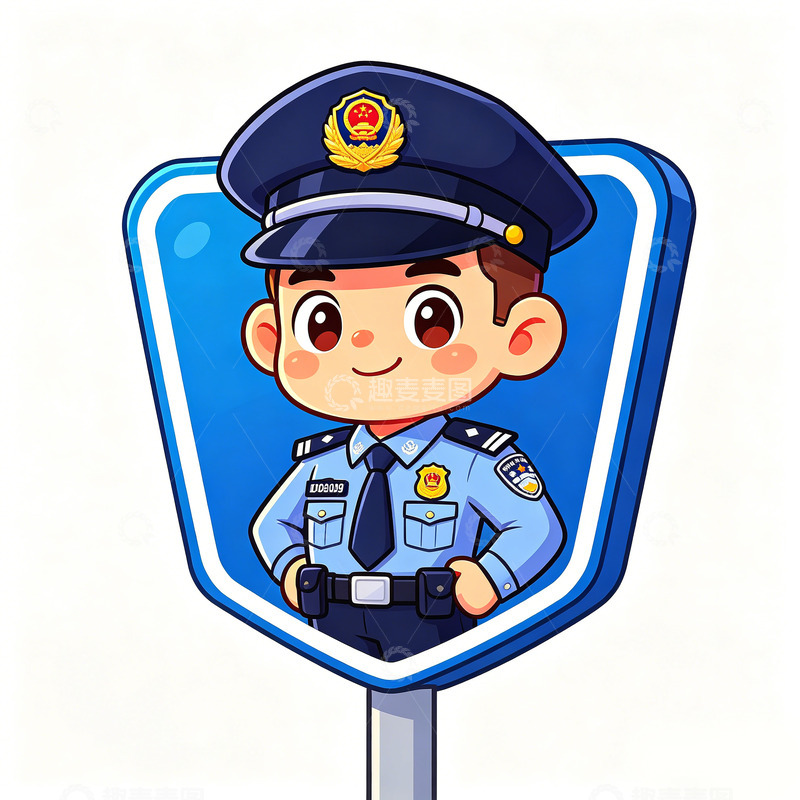 高清大图下载【趣麦麦图】卡通警察形象标识牌设计
