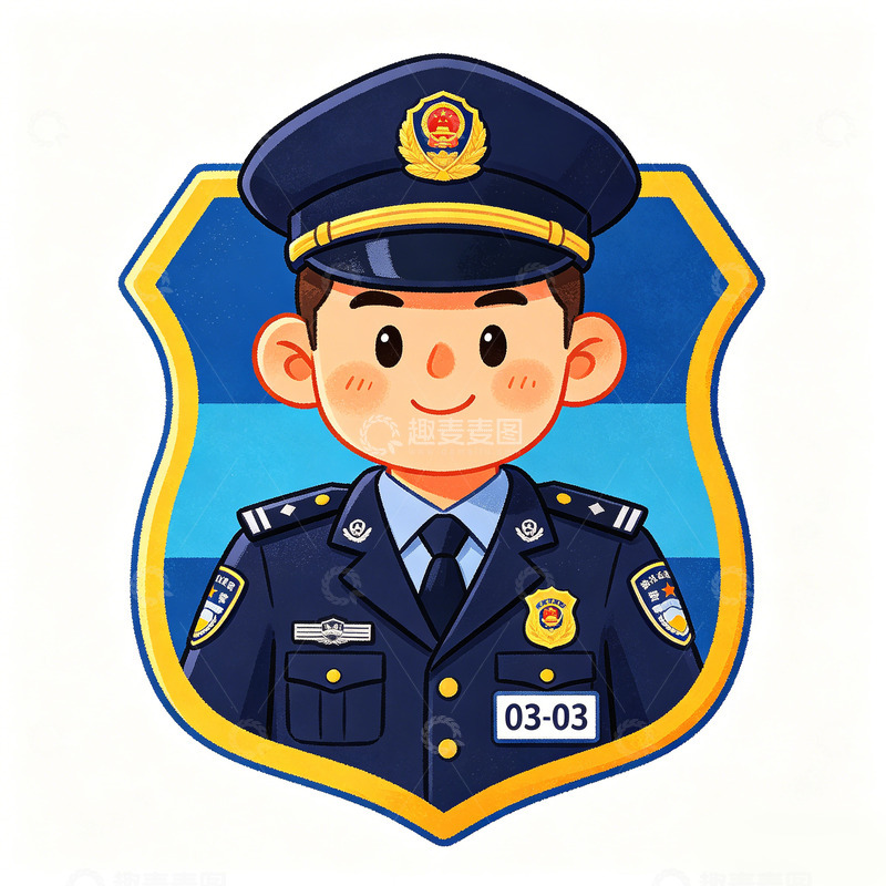 高清大图下载【趣麦麦图】卡通警察形象插画素材