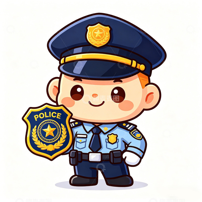 高清大图下载【趣麦麦图】卡通警察形象插画设计素材