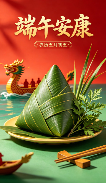端午粽香喜庆中国风平面设计