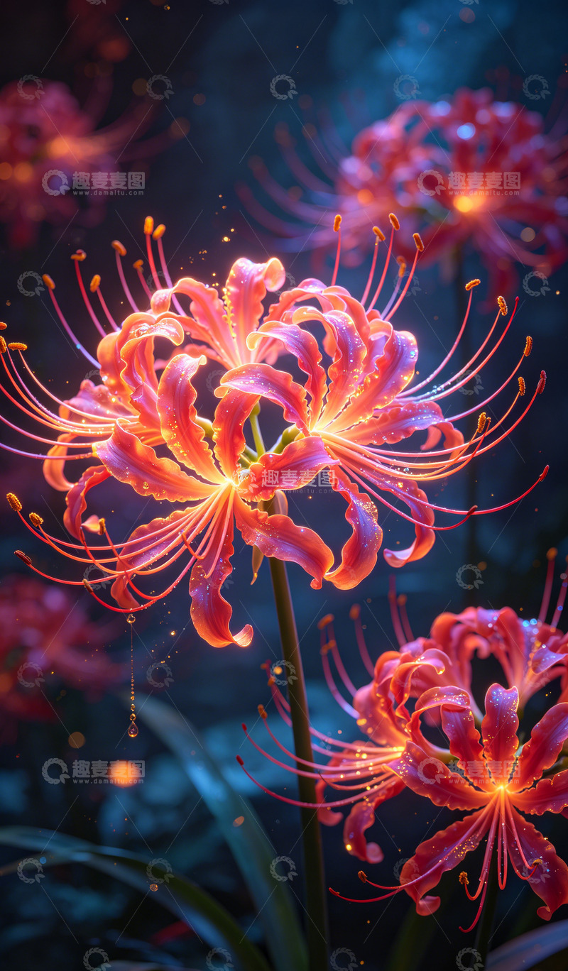 高清大图下载【趣麦麦图】彼岸花梦幻花卉艺术插画