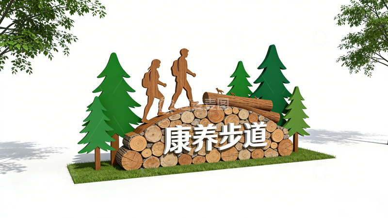 高清大图下载【趣麦麦图】森林步道康养景观小品设计元素