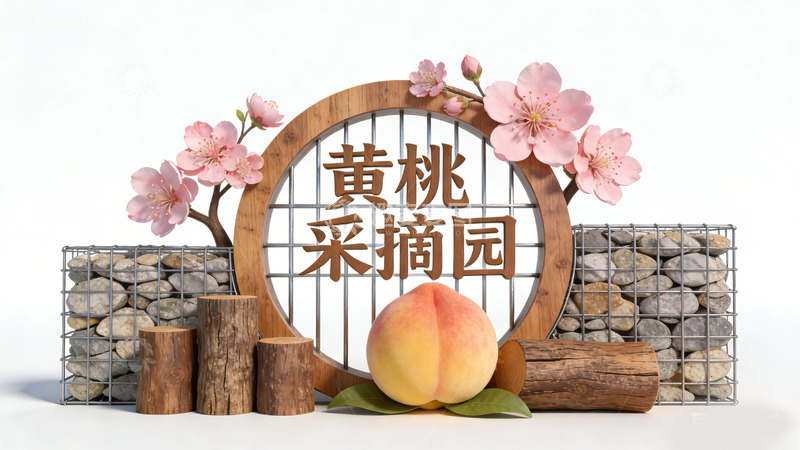 高清大图下载【趣麦麦图】田园风黄桃采摘园景观小品设计
