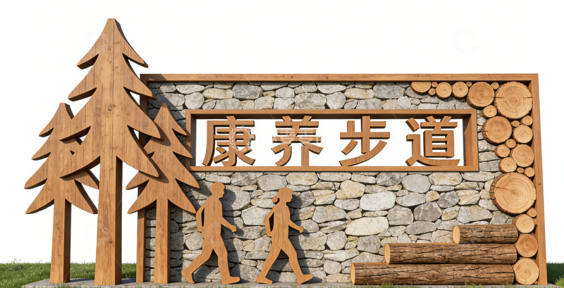 高清大图下载【趣麦麦图】木质步道景观小品标识牌