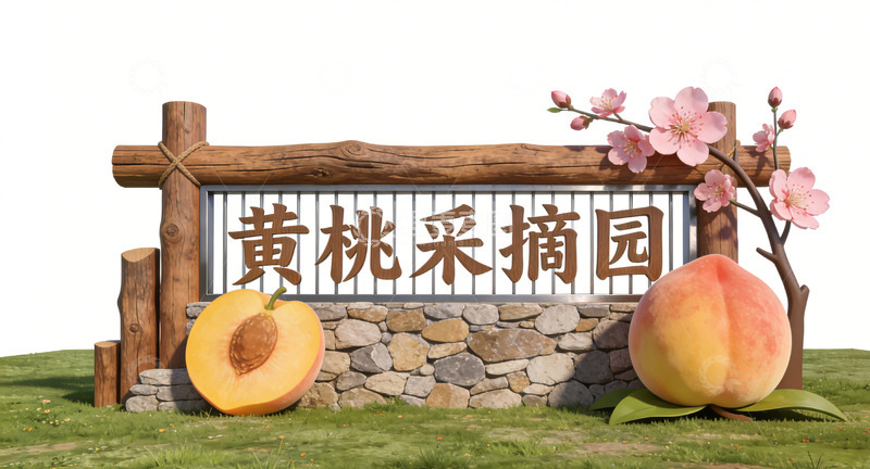高清大图下载【趣麦麦图】黄桃采摘园景观小品设计素材