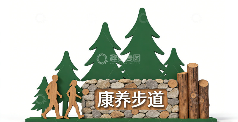 高清大图下载【趣麦麦图】森林康养步道景观小品标识设计素材