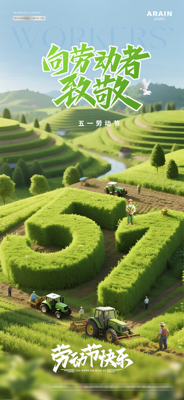 地产五一劳动节51耕作海报2