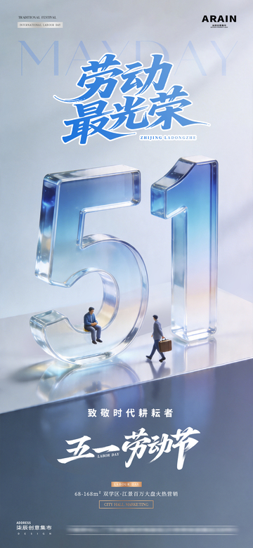 青年节劳动节数字场景海报2