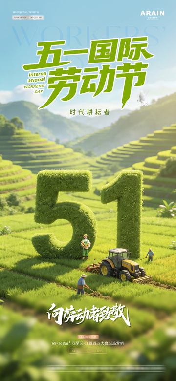 地产五一劳动节51耕作海报1
