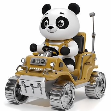 熊猫驾驶越野玩具车卡通图