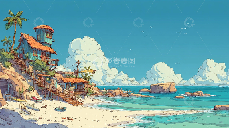 高清大图下载【趣麦麦图】海风吟唱的蓝色梦境