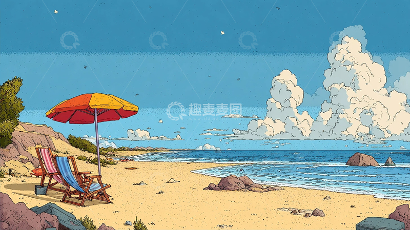 高清大图下载【趣麦麦图】海风细语下的椅影遐想
