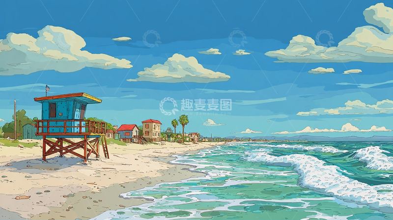 高清大图下载【趣麦麦图】热带浪潮下的守望者小屋